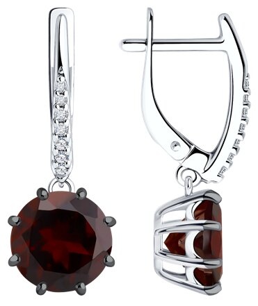 Серьги Diamant 28747 вес 3.95 г серебро, гранат
