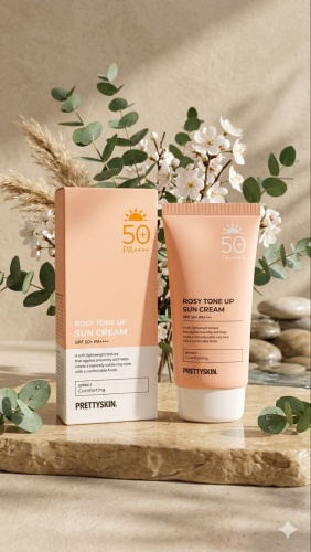 Pretty Skin крем Тонирующий солнцезащитный крем Pink Tone Up SPF50+ PA++++ для лица, для зоны декольте 70 мл