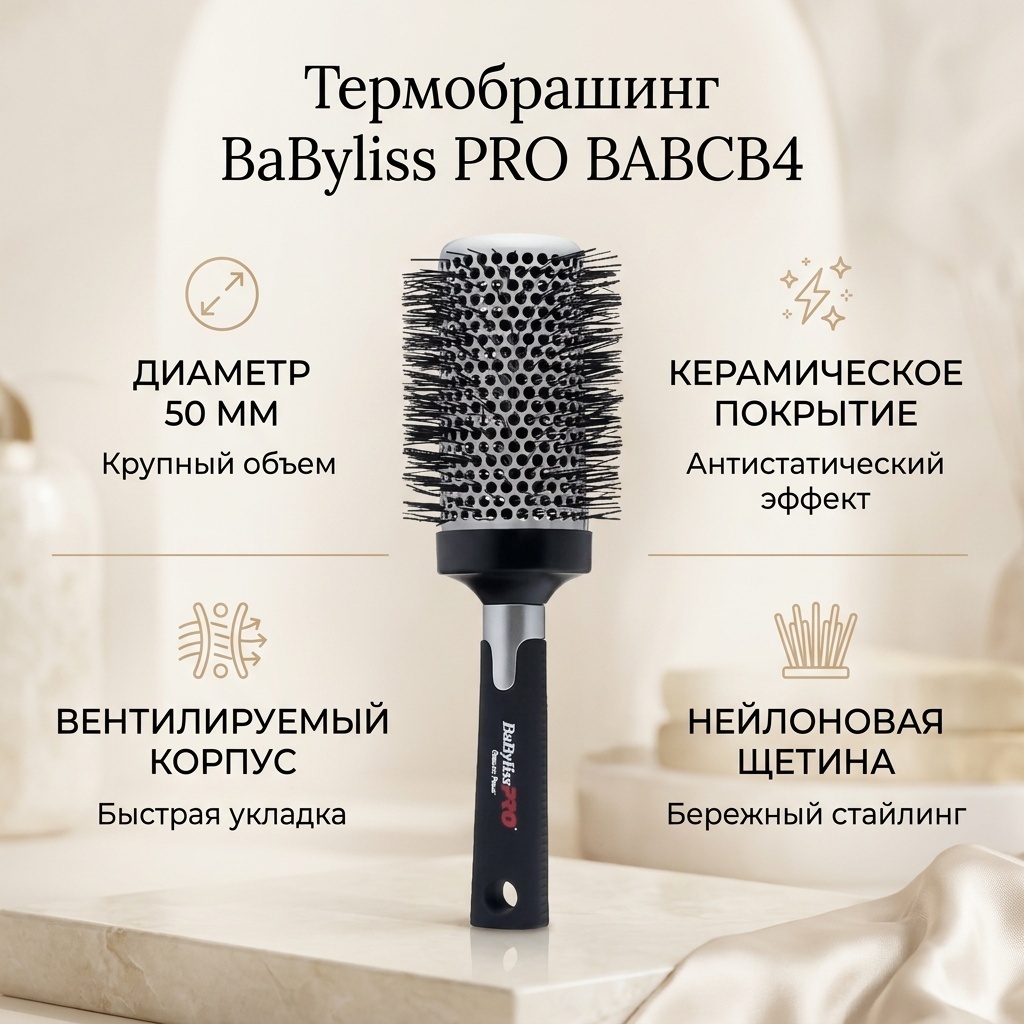 Термобрашинг Babyliss Pro Ceramic BABCB5, диаметр 50 мм