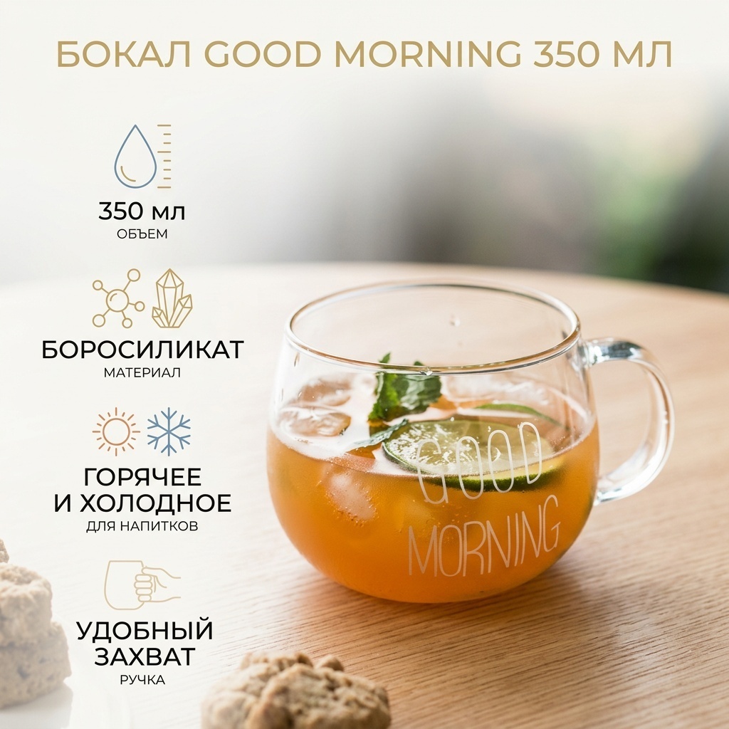 Бокал 350 мл, боросиликатное стекло, 1 шт