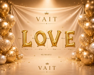 Набор воздушных шаров VAIT День рождения надпись LoVE 1 шт, золотистый