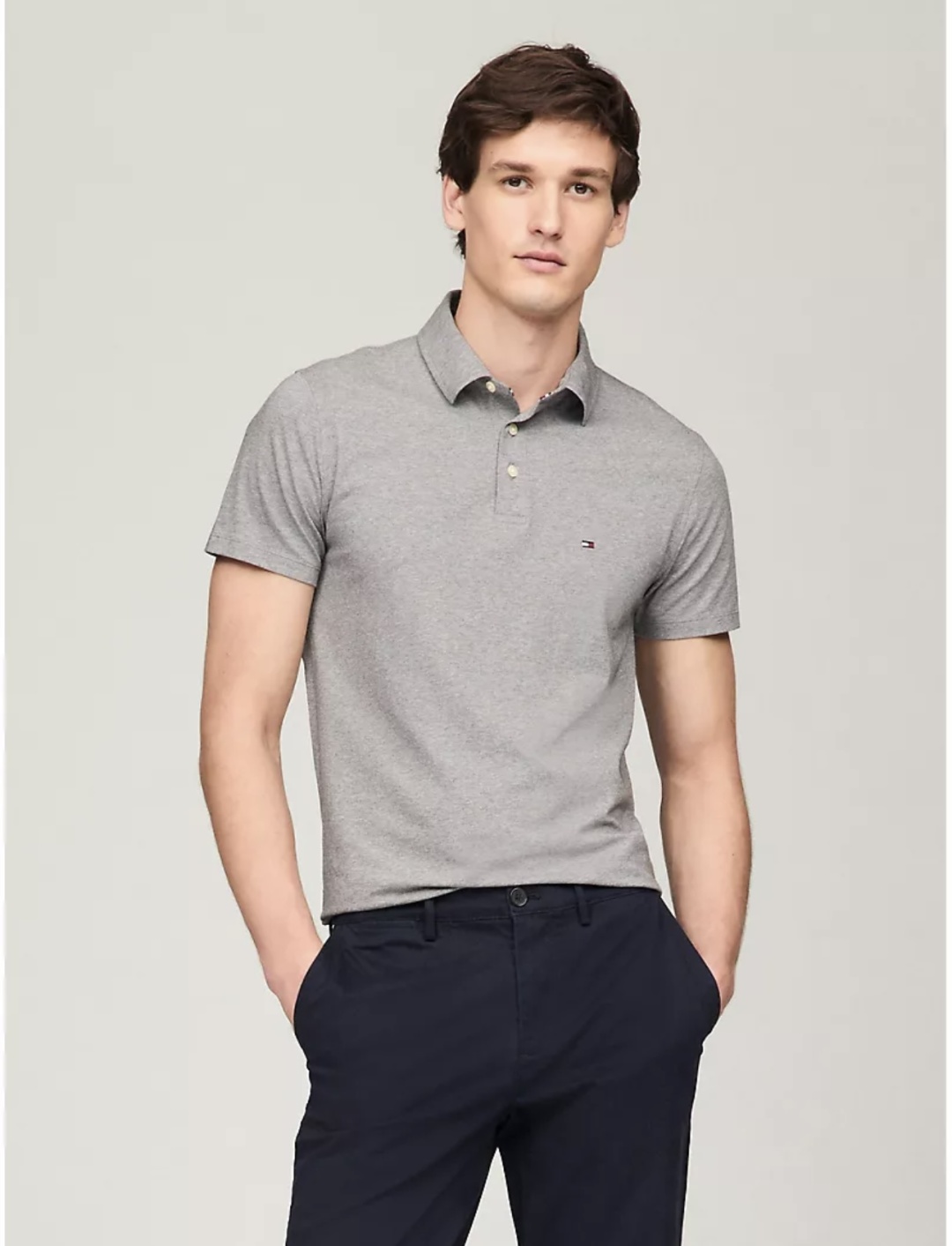 Поло Tommy Hilfiger светло-серый