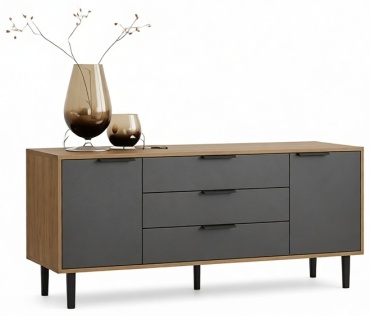 Комод DreamDesk Eleven, 145x33x65 см, серый, коричневый