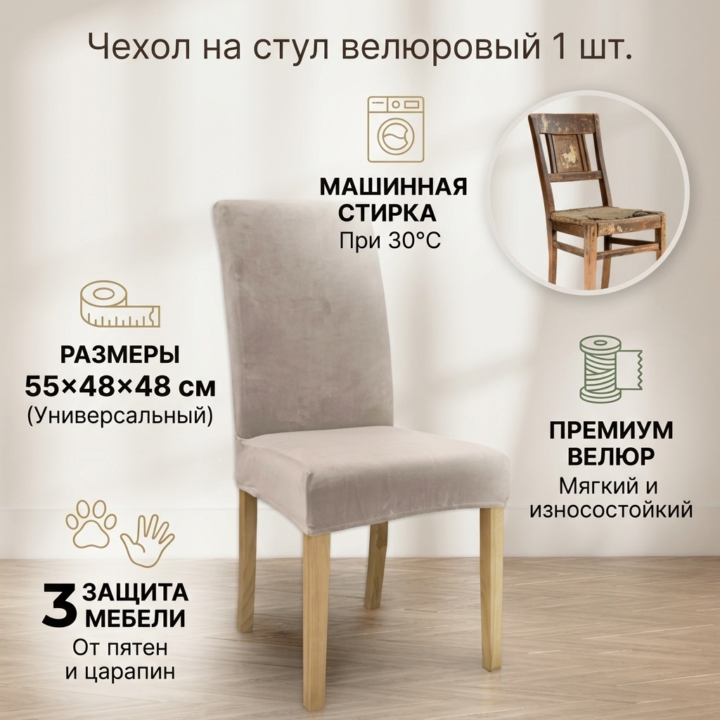 Чехол для стула GAN166093438 бежевый 55*48*48