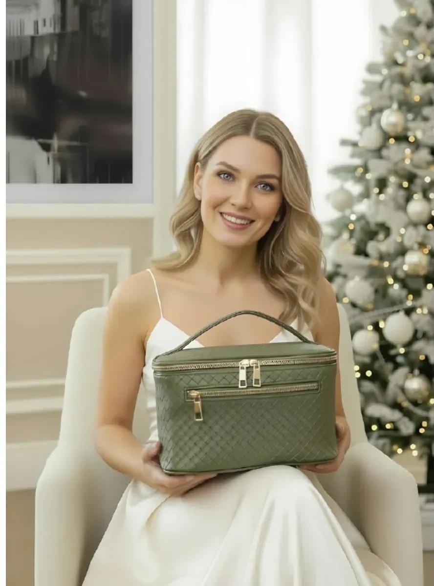 Косметичка экокожа зеленый 12.5X24 см