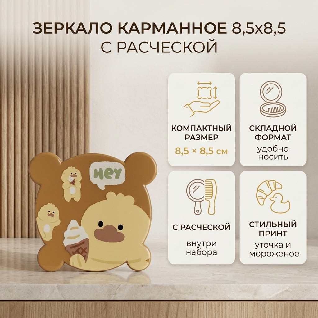 Зеркало карманное 8,5х8,5