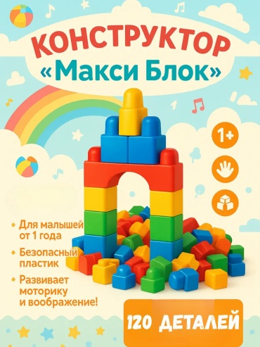 Конструктор LIMMPO KIDS Макси Блок 467233347, деталей 120 шт