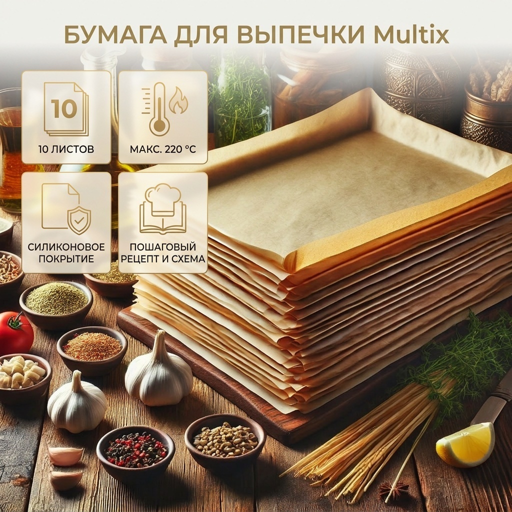Multix бумага для выпечки PRD003 для выпечки, для запекания, универсальное