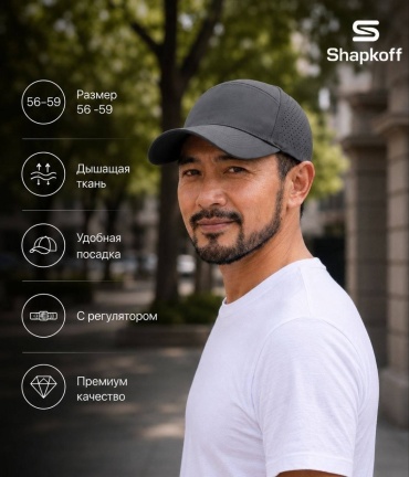 Бейсболка Shapkoff размер 56, 57, 58, 59, графит