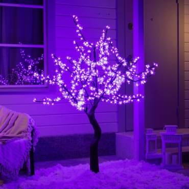 Luazon Lighting Светодиодное дерево «Сакура» 1.5 м, 540 LED, постоянное свечение, 220 В, свечение фиолетовое 14 см
