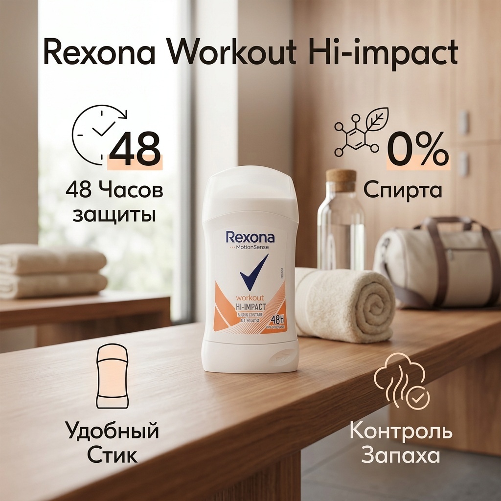 Rexona Workout Hi-impact антиперспирант для женщин 50 г