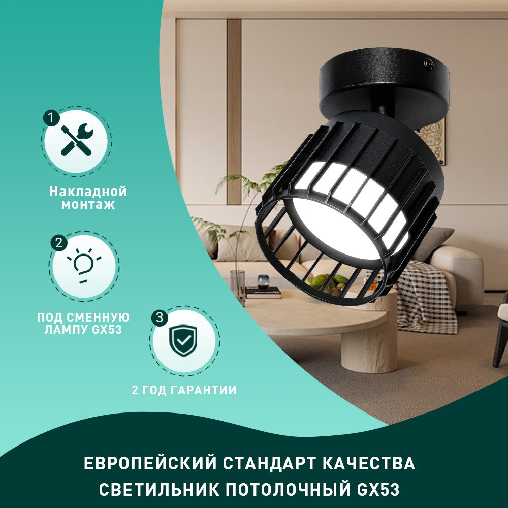 Трековый светильник Radar GX53 20 Вт 220 В GX53CM076--BK