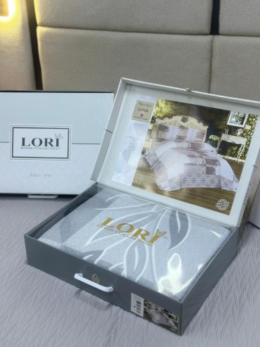 Покрывало с наволочками LORI Lotus 200х230 см, лен, серый