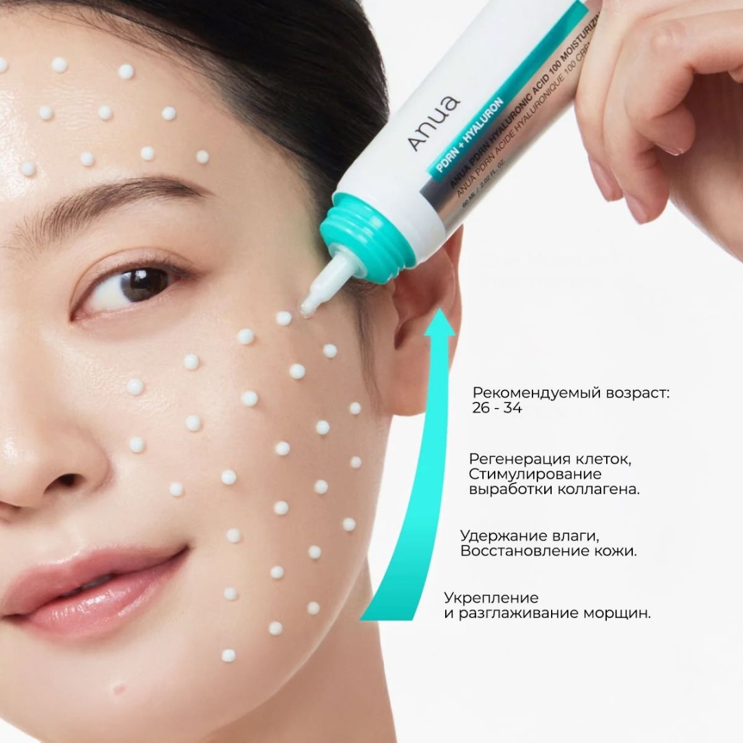 Anua крем PDRN Hyaluronic Acid 100 Moisturizing Cream для лица 60 мл, фото 4