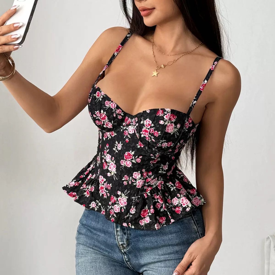 Корсет Woman brand черный, малиновый