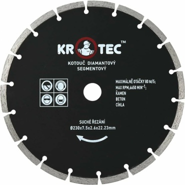 Диск отрезной алмазный 230x22х2 мм, KROTEC 3801005