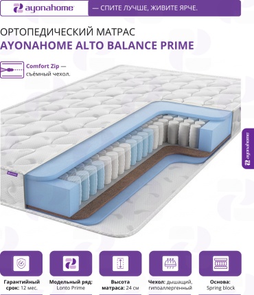 Матрас Ayonahome ALTO Balance Prime, 160x195x24 см