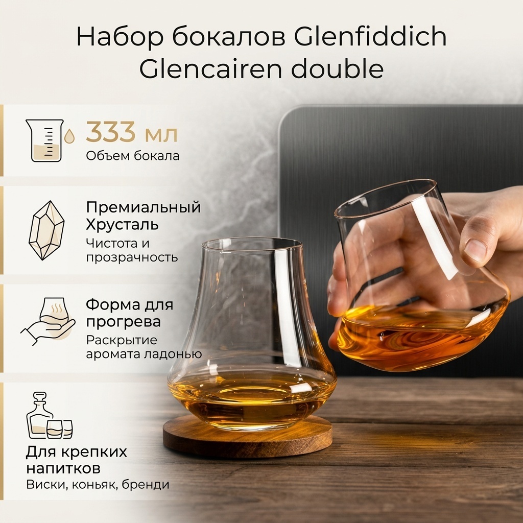 Набор бокалов Glenfiddich 333 мл, хрусталь, 2 шт