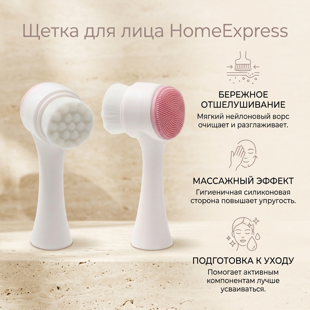 HomeExpress щетка для лица, для умывания белый 1 шт