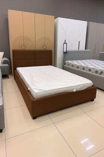 Кровать KIRALMA Asiya полутораспальная, 120x200 см (без матраса, без подъёмного механизма) коричневый