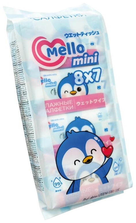 Детские влажные салфетки Mello 788364338907 56 шт