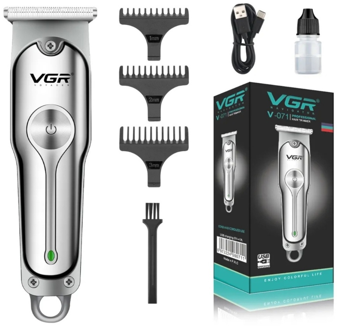 Триммер VGR Professional триммер для бороды и усов V0071 серебряный