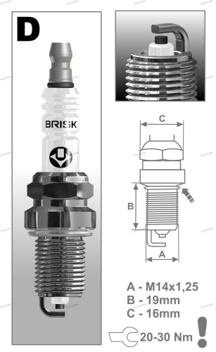 Свеча зажигания BRISK DR14YC