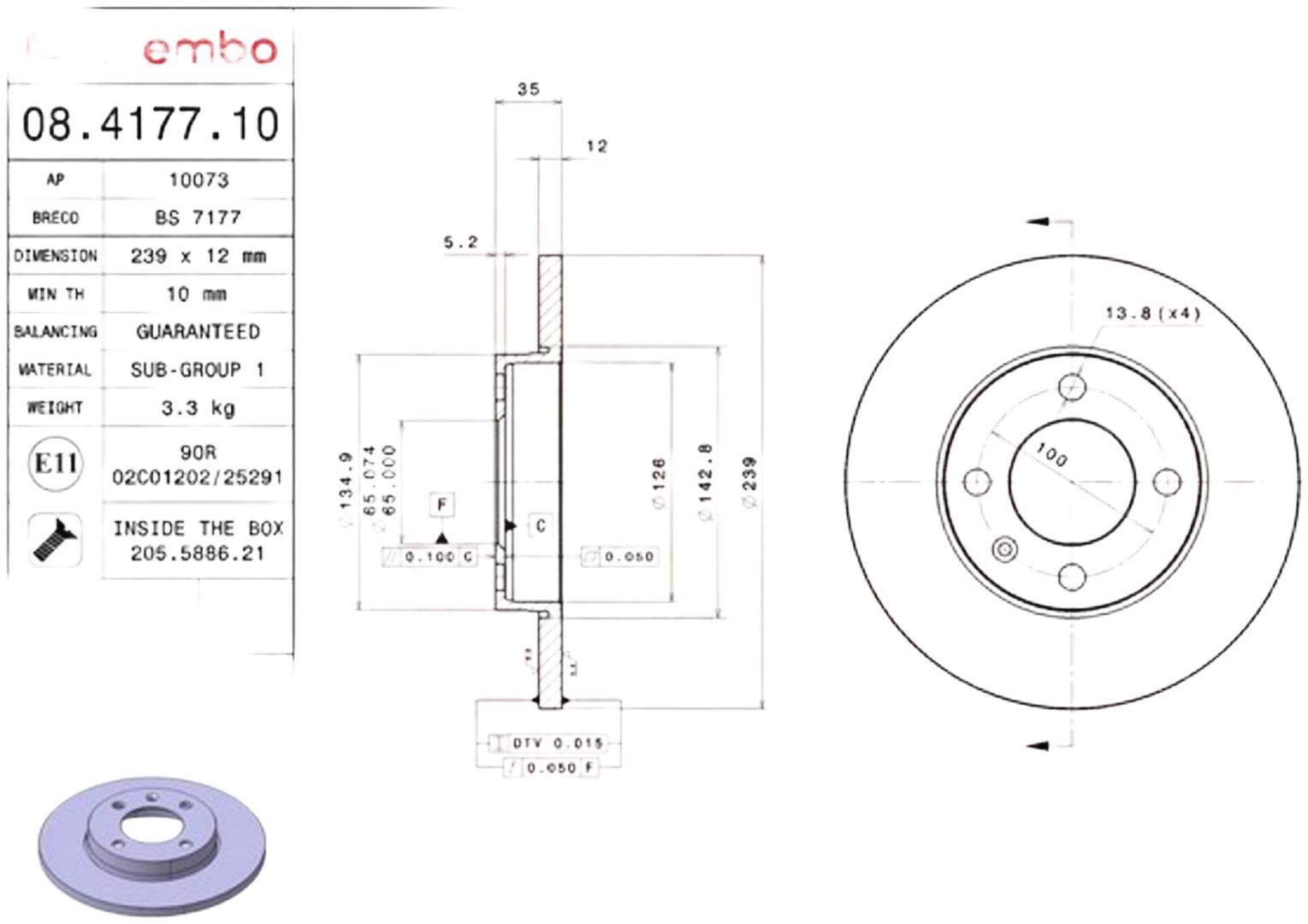 Диски Brembo передние 08417710