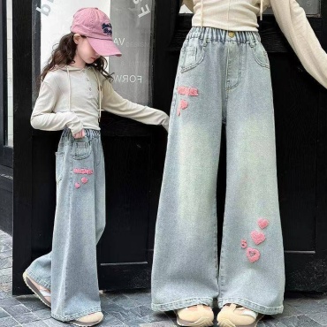 Джинсы расклешенные FASHION голубой, розовый