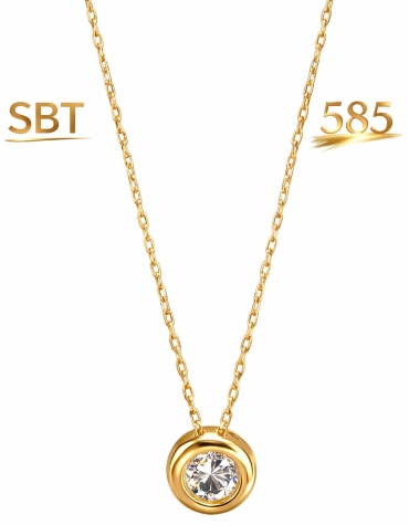 Колье SBT 02292 длина 45 см вес 0.98 г золото, фианит