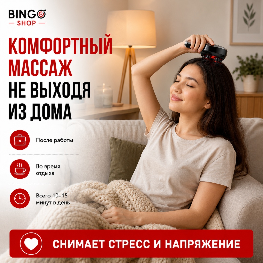 Лазерная расческа, микротоковый массажер, массажер для стимуляции роста волос