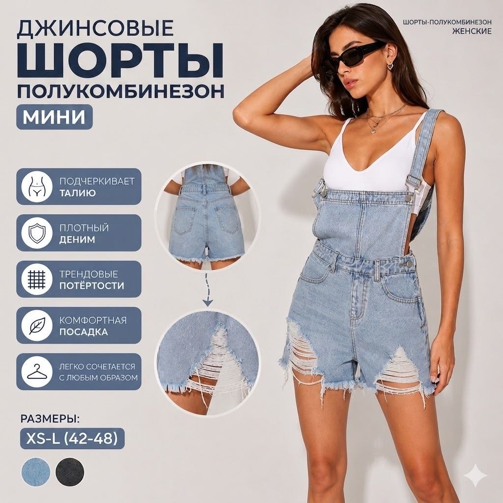 Комбинезон с шортами RUKKO голубой