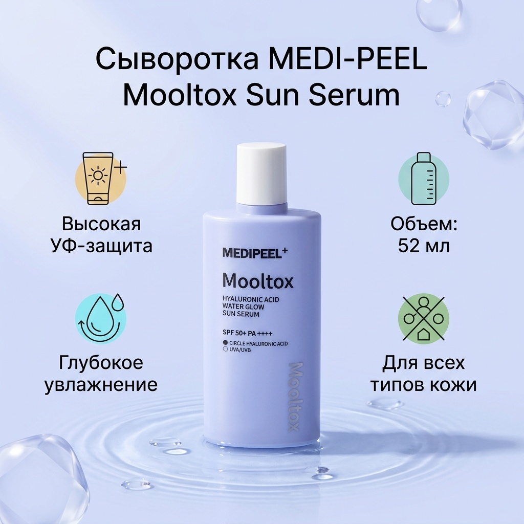 MEDI-PEEL сыворотка Mooltox Hyaluronic Acid Water Glow Sun Serum для лица 52 мл