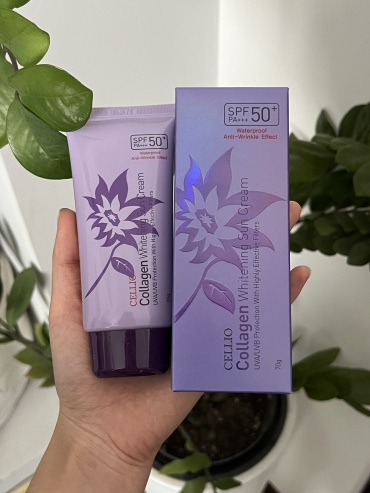 CELLIO крем Cellio солнцезащитный крем с коллагеном SPF50+ PA+++, 70 г для лица 70 г