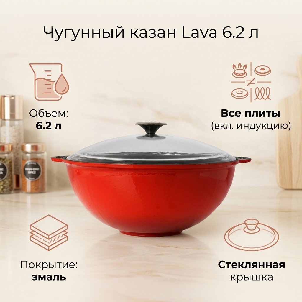 Казан Lava 6.2 л, чугун
