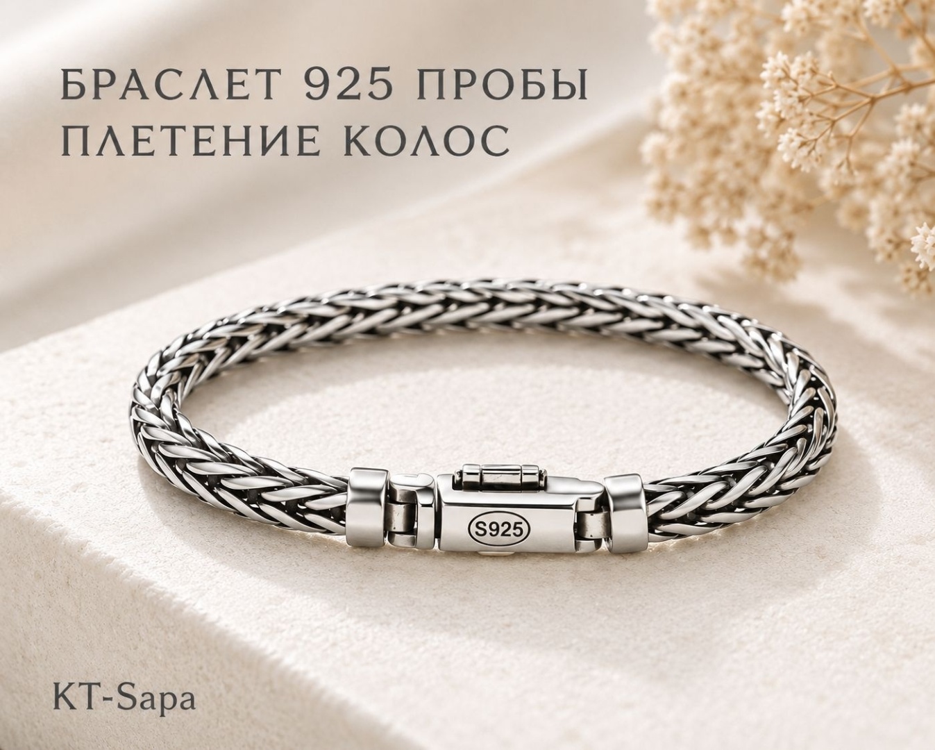 KT-Sapa BRPK20 длина 20 см, вес 28 г серебро, плетение колос