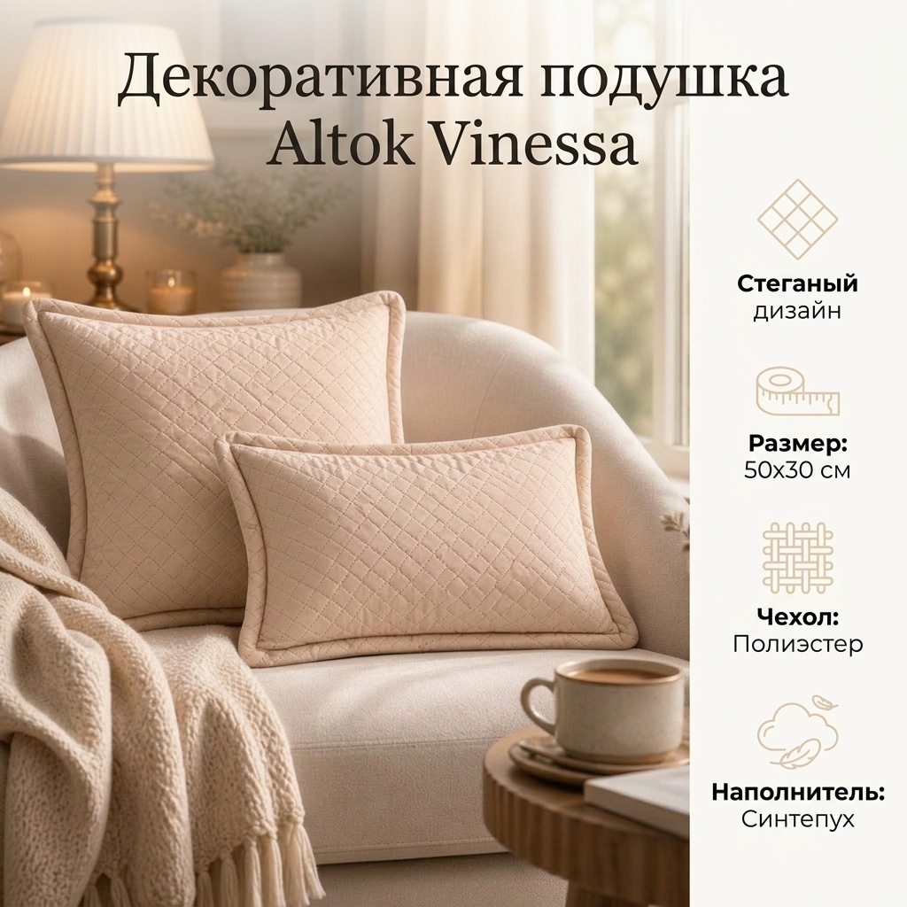 Подушка декоративная Vinessa 50x30 см, Altok
