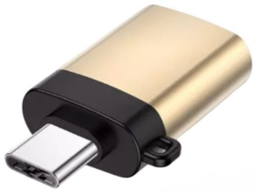 Переходник USB 3.0 (M), USB TypeC (F), 0.05 м, золотистый
