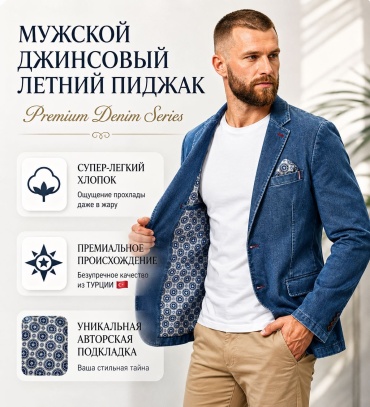 Пиджак однобортный синий, светло-синий