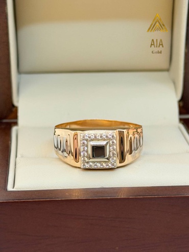 Печатка AIA GOLD ASA-990 размер 19 вес 2.32 г золото, агат, фианит