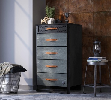 Детский комод Cilek Dark Metal комод высокий SKU: 20.52.1204.00, 60x46x106 см, черный, темно-синий