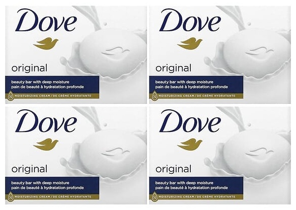 Кусковое мыло туалетное Dove Мыло Beauty Bar, глубокое увлажнение, белое 100 г по 4 шт