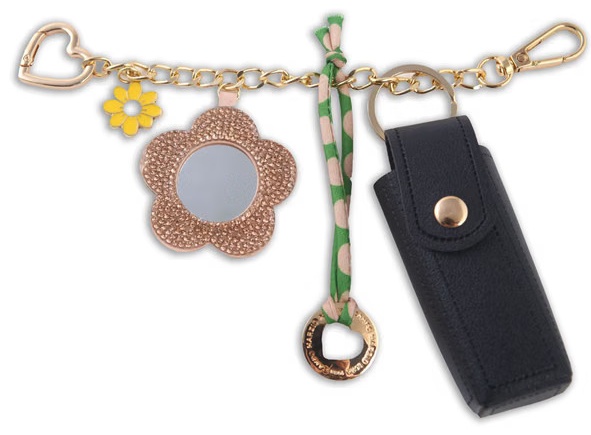 Ключница Campo Marzio LIPSTICK BAG CHARM SET BLACK 7 см. нержавеющая сталь, металл, стекло 1 шт