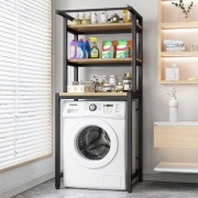 Стеллаж над стиральной машиной Афина, 70x60x180 см, черный, коричневый