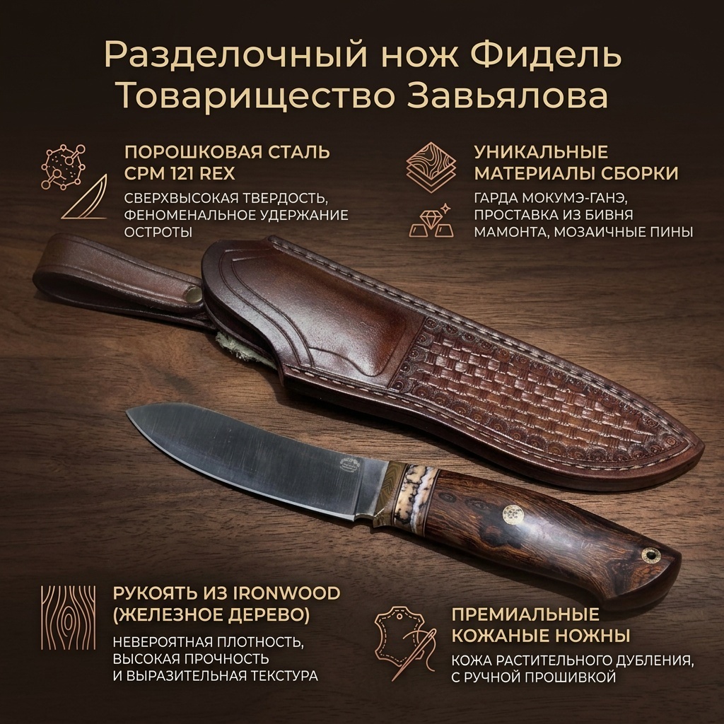 Нож разделочный Товарищество Завьялова, лезвие: сталь 1 шт