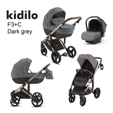 Коляска универсальная 3 в 1 Kidilo F3 , серый