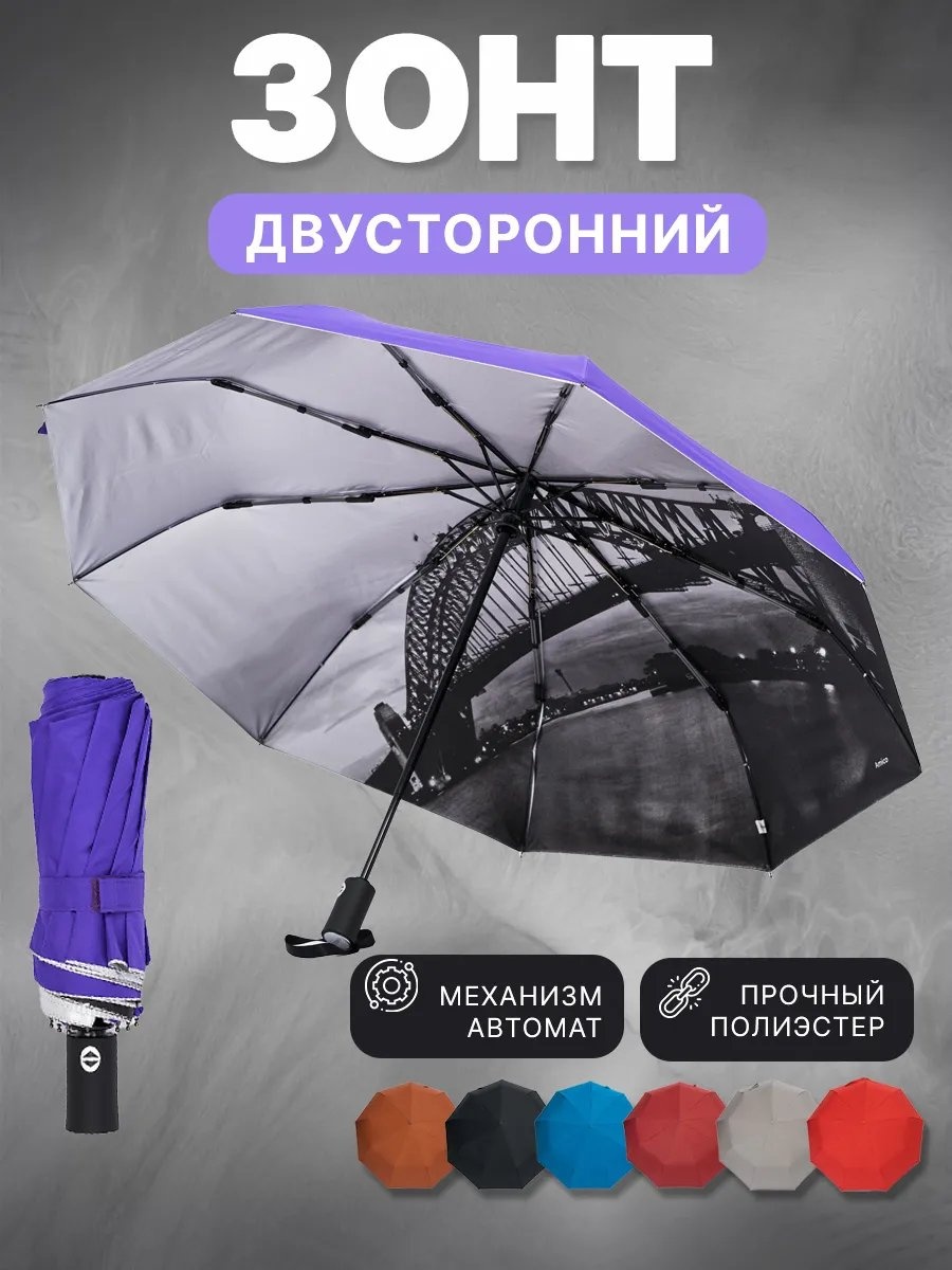 Складной зонт полуавтомат фиолетовый