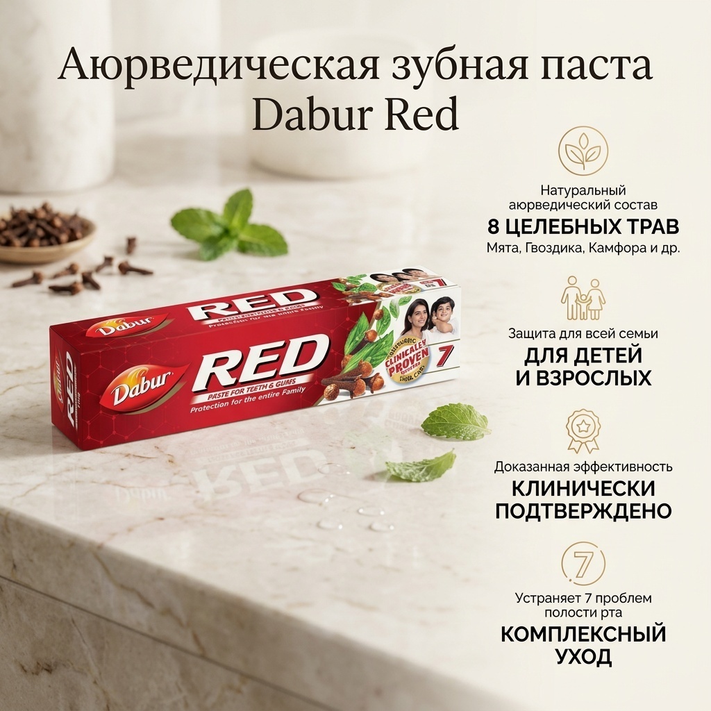Аюрведическая зубная паста Red DABUR пр-ва Индия, 100 гр