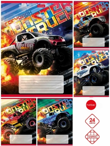 Общая тетрадь Hatber Monster truck, 24 л, А5, клетка, мягкая обложка, 1 шт