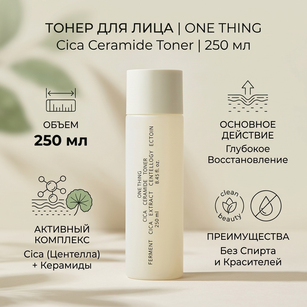 ONE THING тонер Cica Ceramide Toner Восстанавливающий Тонер с Керамидами и Центеллой 250ml 250 мл